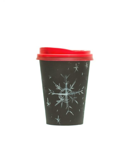 Однослойный бумажный стакан для горячего 300 мл(50шт/уп), черный