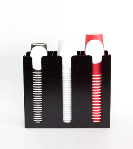 Диспенсер для бумажных стаканов стальной 3-х секционный черный